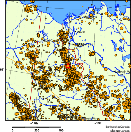 carte des des séismes de magnitude 2,0 et plus depuis 2000