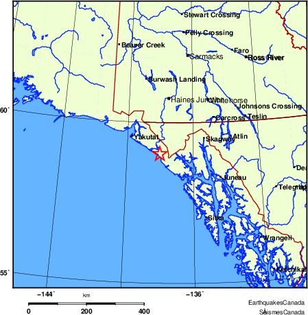 carte des endroits près de l'épicentre