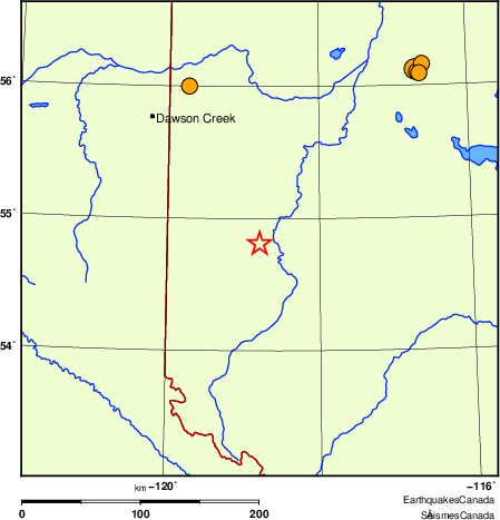 Map of historical earthquakes magnitude 5.0 and larger.  Details in the data table below