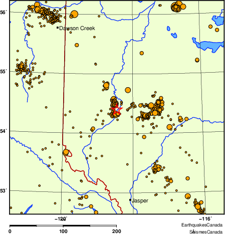 Map of earthquakes magnitude 2.0 and larger, 2000 - present