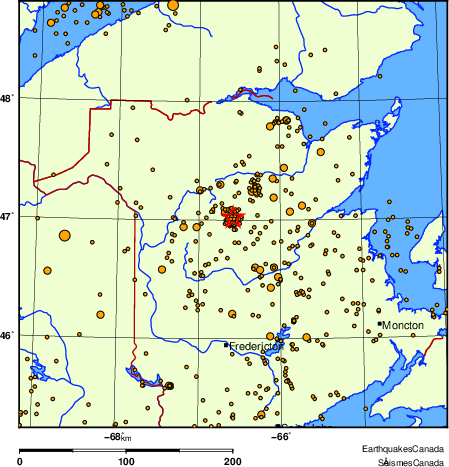 carte des des séismes de magnitude 2,0 et plus depuis 2000